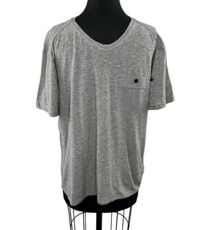 Alchemy Equipment Men Gray V-Neck Pocket Short Sleeve Top Organic Cotton Hemp M